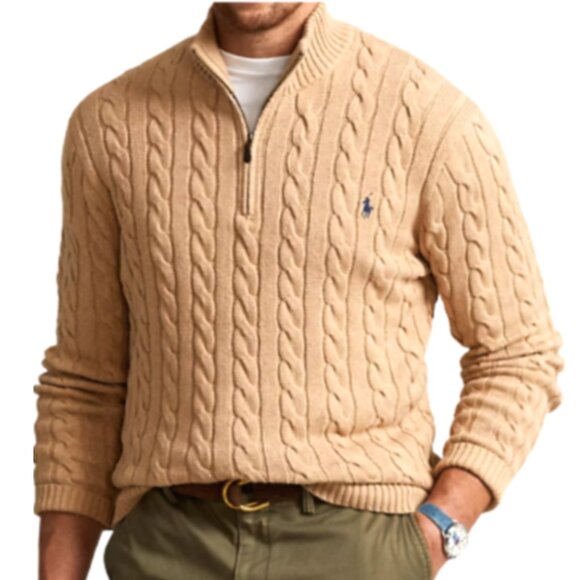 Polo Ralph Lauren Cable Knit Sweater Men's Size 3XLT Big & Tall Camel Brown - Picture 4 of 6